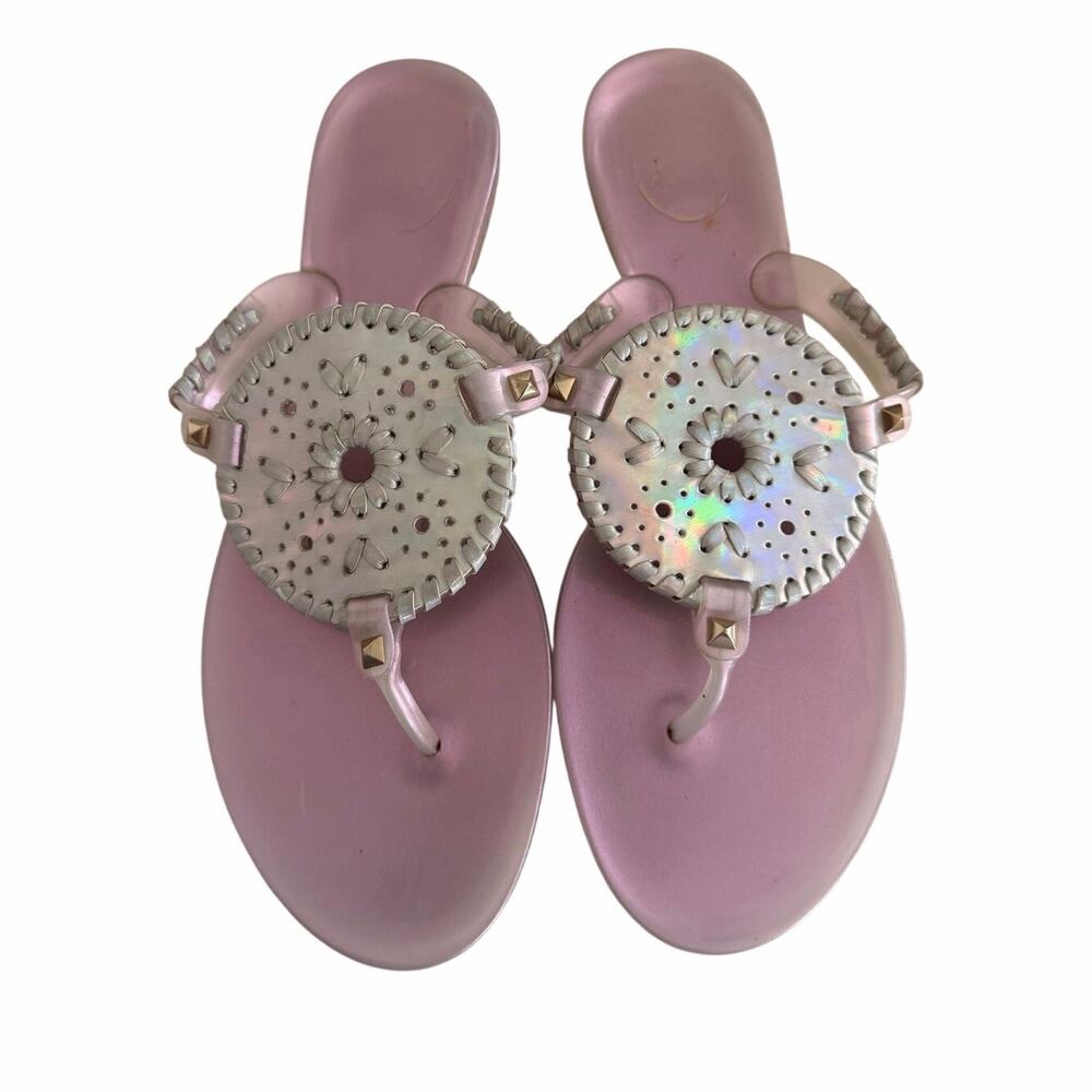 Jack Rogers Georgica Purple Hologram Medallion Jelly Sandals Women’s Size 10
